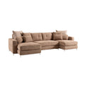 **Tytuł techniczny w języku polskim: Stylowa sofa narożna z miękkimi poduszkami i metalowymi nogami.**
